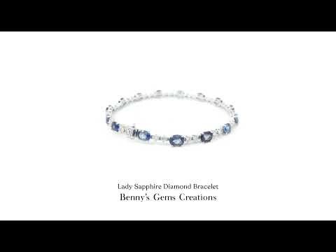 Lady Sapphire Diamond Bracelet featuring elegant blue sapphires and sparkling diamonds set in a refined gold design.