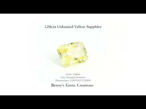 1.29 carat unheated yellow sapphire with natural golden-yellow hue and clean clarity, precision-cut gemstone perfect for elegant jewelry.