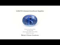 4.06CTS Unheated Cornflower Sapphire - Benny's Gems Creations
