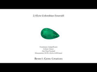 2.45CTS Colombian Emerald Pear Shaped - Benny's Gems Creations
