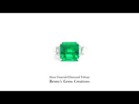 Muzo Glow Emerald Diamond Trilogy Ring with vibrant green emerald center