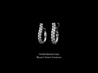 Double Diamond Loop Earrings in White Gold with intertwined sparkling diamonds in white gold