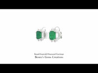 Regal Emerald Diamond Earrings accented with brilliant diamonds in elegant white gold setting