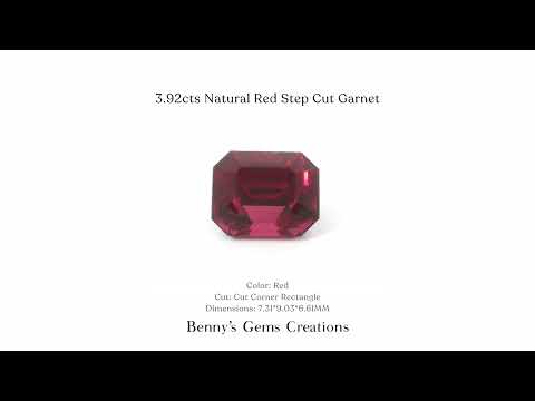 3.92ct natural red garnet with elegant step cut and rich color