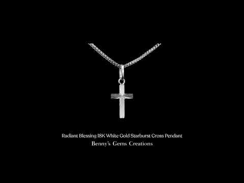 Radiant Blessing 18K White Gold Starburst Cross Pendant featuring a Dazzling Diamond-Accented Design