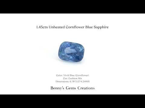 Natural Unheated 1.45cts Cornflower Blue Sapphire with soft blue hue for fine jewelry
