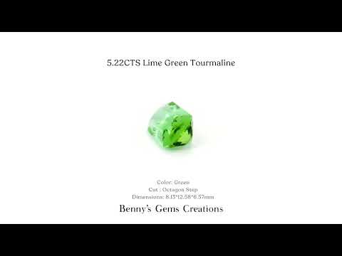 5.22CTS Lime Green Tourmaline gemstone with vivid neon green brilliance
