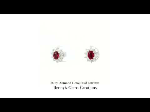 Ruby Diamond Floral Stud Earrings