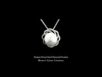 Elegant Flower Pearl Diamond Pendant with diamond accents in floral design