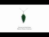 Glittering Leaf Jade Pendant featuring natural jade gemstone with sparkling accents and elegant leaf design