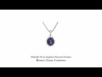 Midnight Moon Sapphire Diamond Pendant with brilliant diamond details in elegant White Gold setting