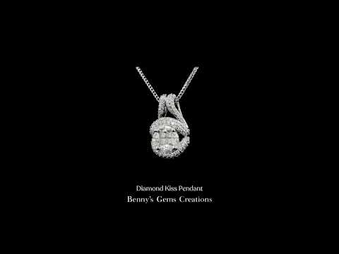 Diamond Kiss Pendant with brilliant diamond accents in modern, minimalist style