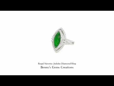 Regal Navette Jadeite Diamond Ring with sparkling diamonds for a luxurious look
