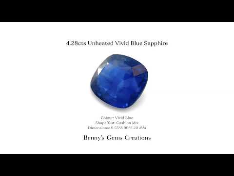 4.28cts Unheated Vivid Blue Sapphire