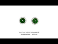 Deep Green Jade Disc Diamond Studs featuring rich green circular gemstones and sparkling diamond accents