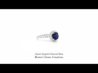 Classic Sapphire Diamond Ring with deep blue center stone with brilliant diamond accents