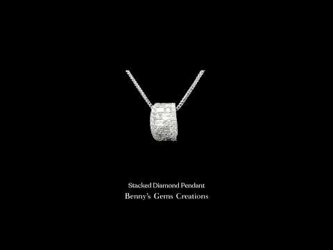 Stacked Diamond Pendant with sparkling round diamonds in fine setting