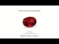 Natural unheated red ruby 3.01 carats in oval cut unheated and untreated