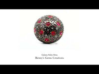 Black Gold Galaxy Ruby Diamond Ring with celestial-inspired design in black gold setting