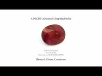 4.50CTS Unheated Deep Red Ruby - Benny's Gems Creations
