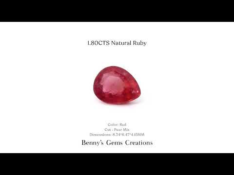 1.80 carat natural ruby – vibrant red gemstone with excellent clarity, perfect for fine jewelry or custom engagement rings.