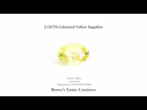2.13CTS unheated yellow sapphire gemstone with vibrant golden hue and exceptional clarity