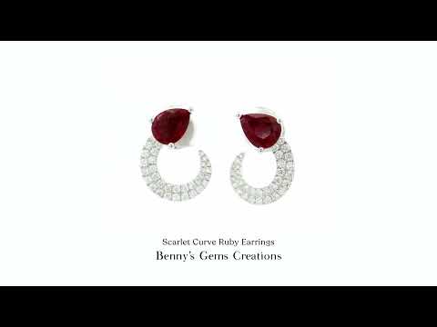 Scarlet Curve Ruby Diamond Earrings