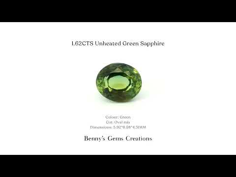1.62CTS Unheated Green Sapphire with natural vivid green hue and excellent clarity for fine jewelry