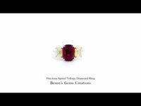 18K white and yellow gold spinel and diamond ring featuring 1 spinel (2.85 ct) and 2 diamonds (1.235 ct total).
