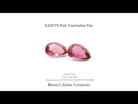 6.62CTS Pink Tourmaline Pair – matching vivid pink gemstones with brilliant clarity and luster.