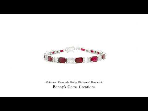Crimson Cascade Ruby Diamond Bracelet in white gold with sparkling diamonds