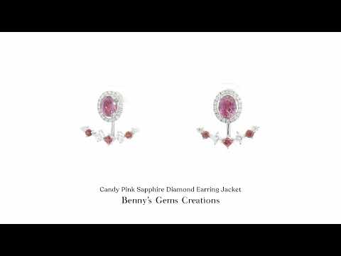 Candy Pink Sapphire Diamond Earring Jacket in white gold with diamond accents