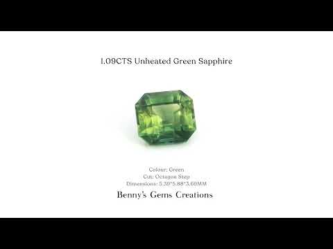 1.09CTS Unheated Green Sapphire - Benny's Gems Creations