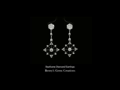 Starburst diamond earrings featuring brilliant round-cut diamonds in a radiant star design, elegant fine jewelry for special occasions