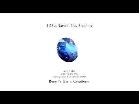 2.58 carat natural blue sapphire with deep vivid blue color and excellent clarity, precision-cut gemstone ideal for fine jewelry