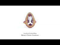 Amethyst Cocktail Ring in Rose Gold with diamonds and pink sapphires accents, bold statement jewelry
