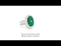 Cabochon Colombian emerald diamond ring with rich green brilliance