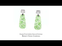 Elegant Floral Jadeite Diamond Earrings featuring elegant flower motif with sparkling diamond accents