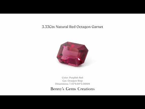 High-quality natural red garnet, 3.33 carats, octagon cut for fine jewelry