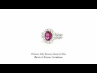 Platinum Ruby Blossom Diamond Ring featuring a ruby blossom design with diamond accents