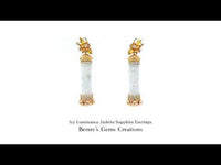 Icy Luminance Jadeite Sapphire Earrings with translucent jade glow, accented with sapphires