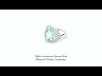Trillion Aquamarine Diamond Ring accented with sparkling diamonds and icy blue brilliance