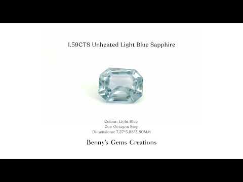 1.59CTS Unheated Light Blue Sapphire - Benny's Gems Creations