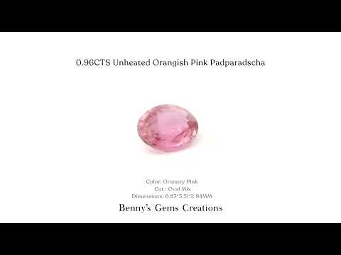 Natural 0.96CTS Unheated Padparadscha gemstone in orangish pink hue for rings or pendants