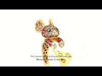 The Curious Mouse & Cheese Diamond Ring with brilliant diamonds in playful diamond animal jewelry design and gold setting