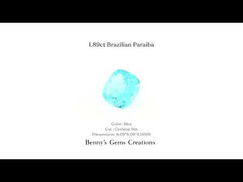 1.89cts Brazilian Paraiba tourmaline with vivid neon blue color.