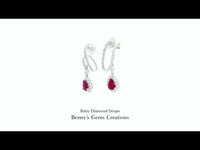 Pear-shaped Ruby Diamond Drops accented with brilliant diamonds