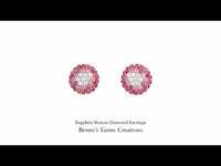 Sapphire Button Diamond Earrings featuring rubies, pink sapphires, and sparkling diamonds – vibrant gemstone stud earrings that add a touch of luxury and color.