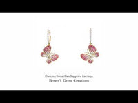 Dancing Butterflies Pink Sapphire Earrings in White Gold with Sparkling Diamonds
