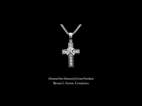 Channel Set Diamond Cross Pendant with sleek, modern design in white gold